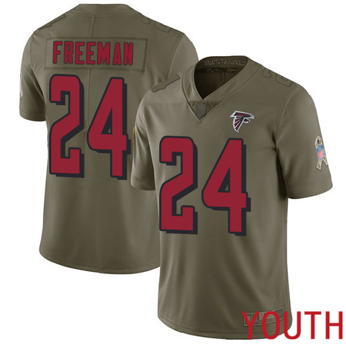Atlanta Falcons Limited Olive Youth Devonta Freeman Jersey NFL Football #24 2017 Salute to Service